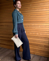 1930s Marlene Trousers - Navy Twill