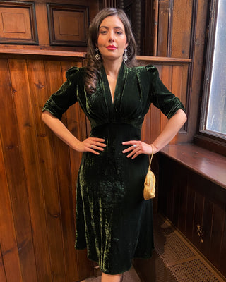 1930s Ivy Velvet Dress - Green