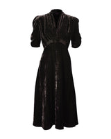 1930s Ivy Velvet Dress - Liquorice