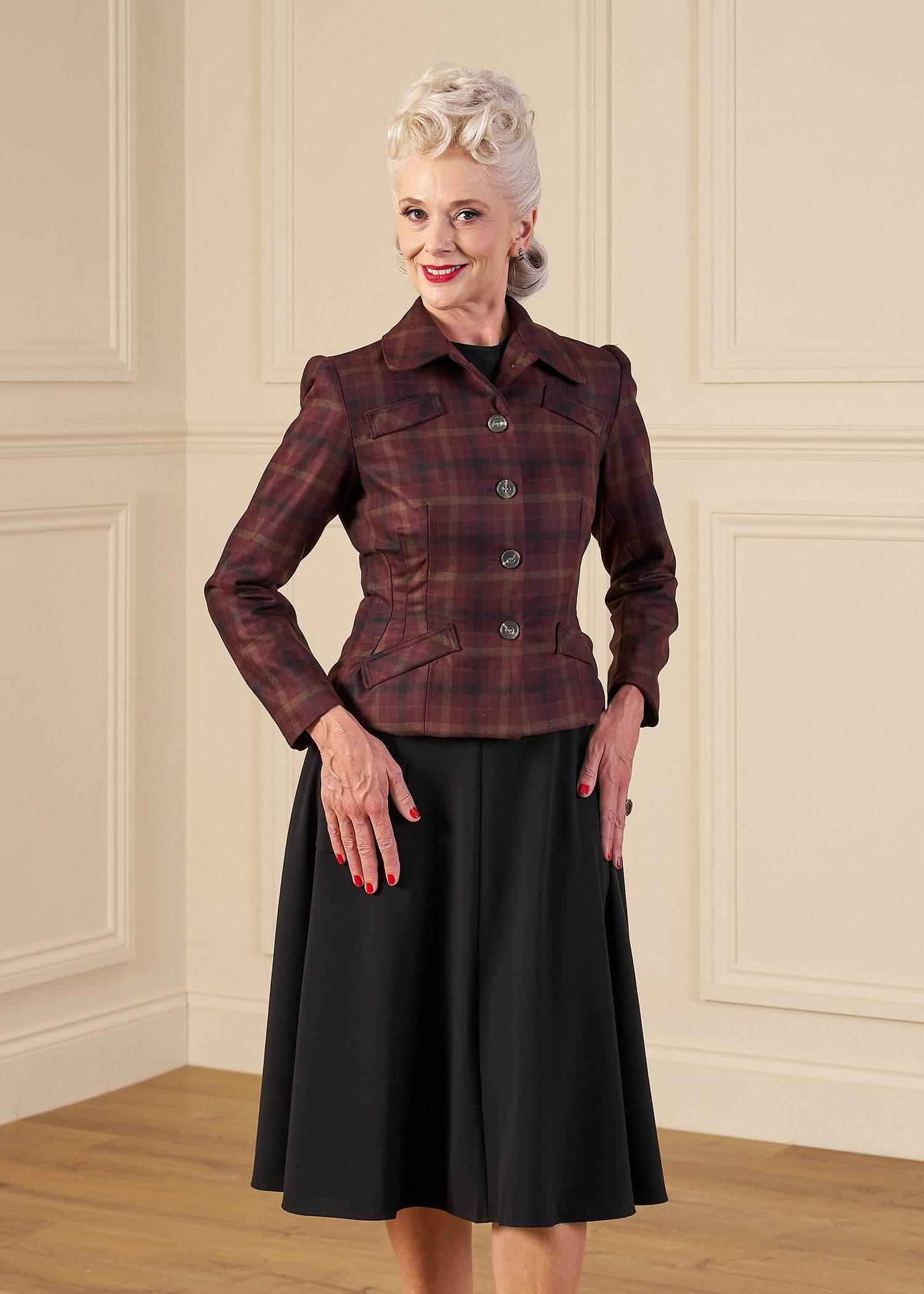 1940s Hampton Tailored Jacket in Check Wool