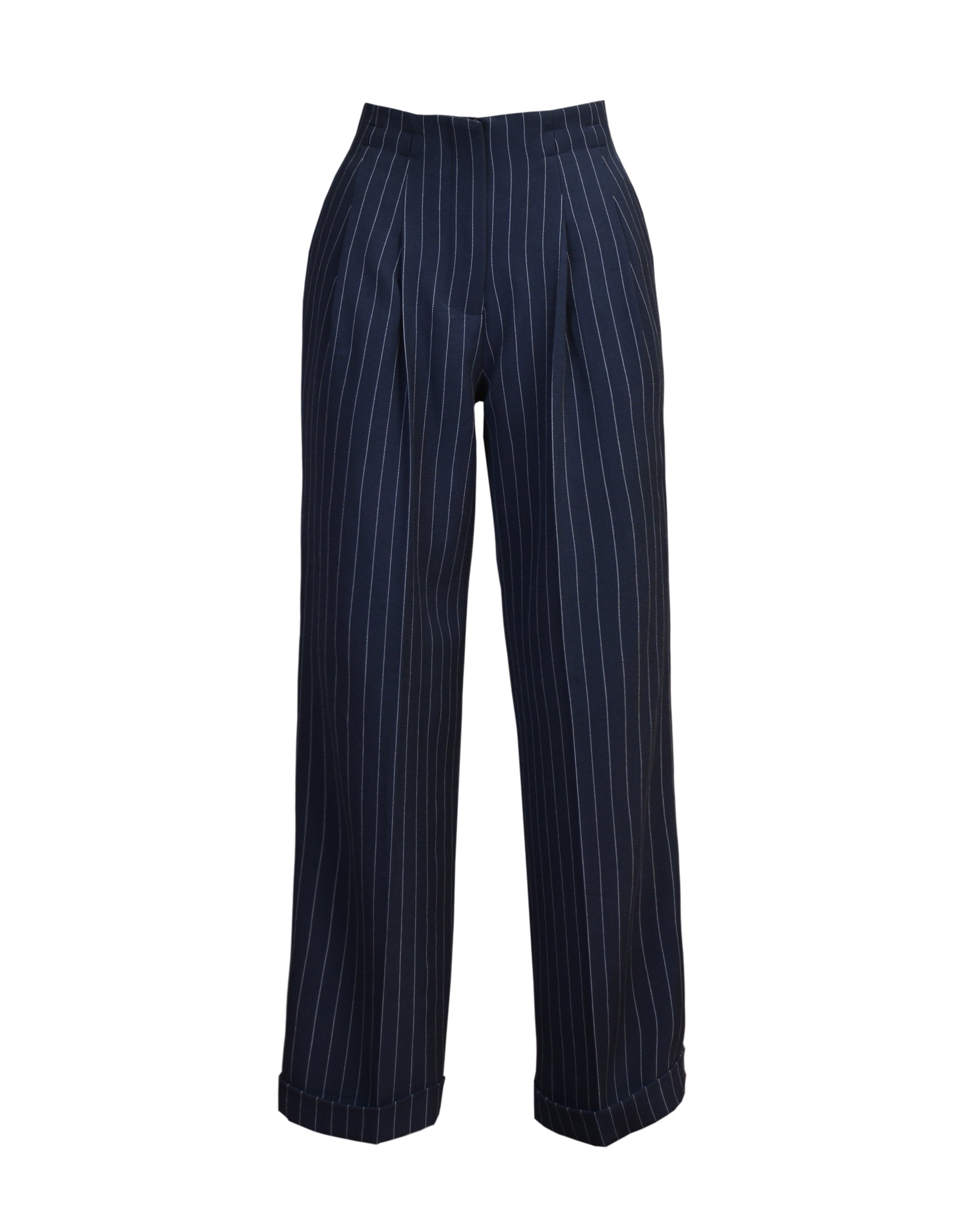 30s Marlene Trousers - pinstripe twill