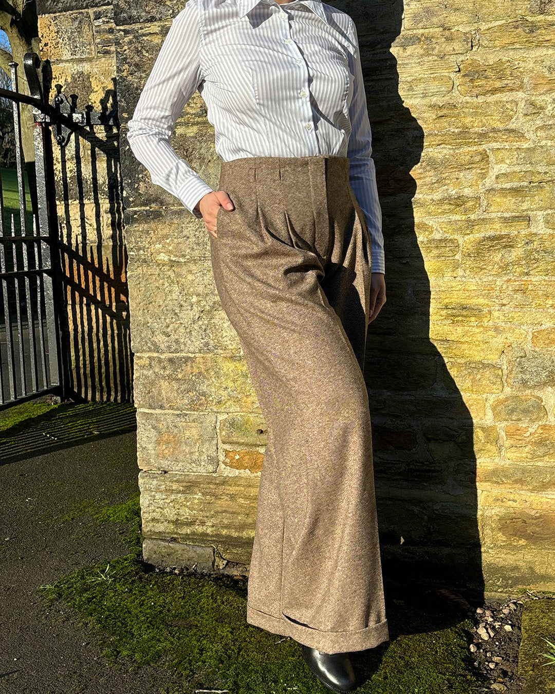 1930s Premium Marlene Trousers - Almondine Lambswool