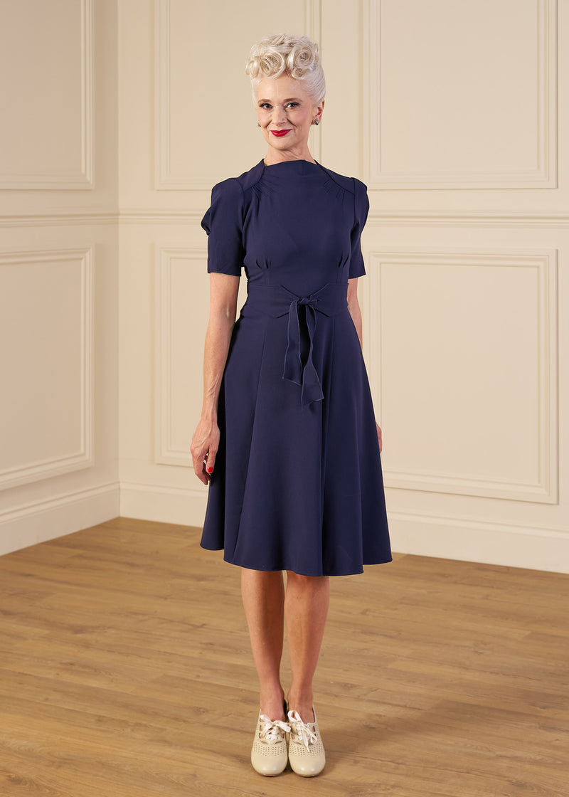 1940s Stanwyck Dress - Navy