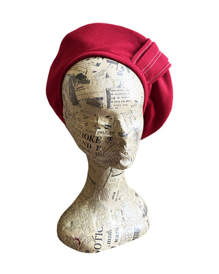 1940s Chevron Beret - red