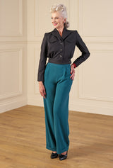 1940s Hepburn Pleated Trousers in Pacific