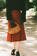 1940s Prim Pleated Skirt - Premium Ruby Wool