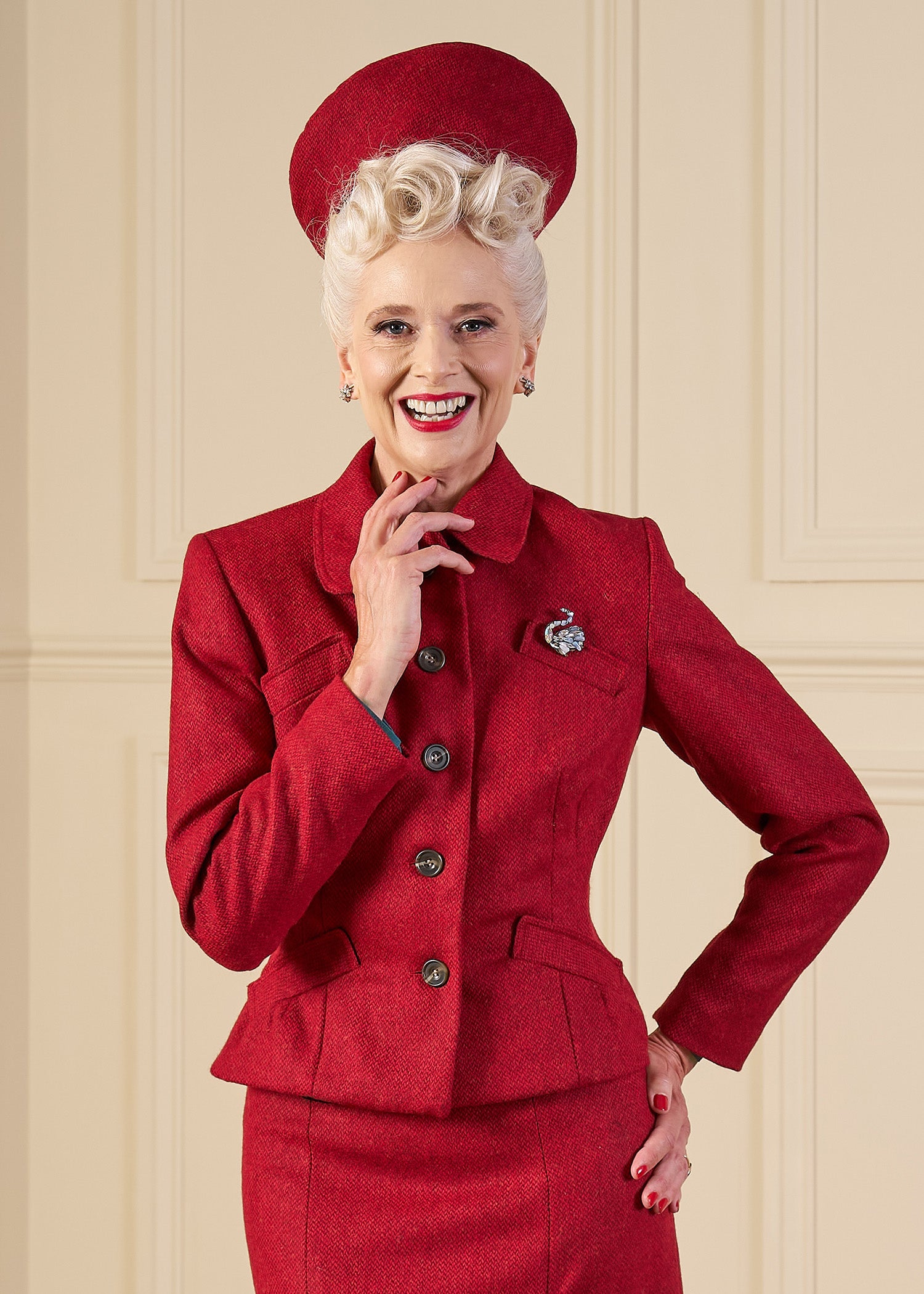 1940s Hampton Tailored Jacket - Premium Ruby Wool