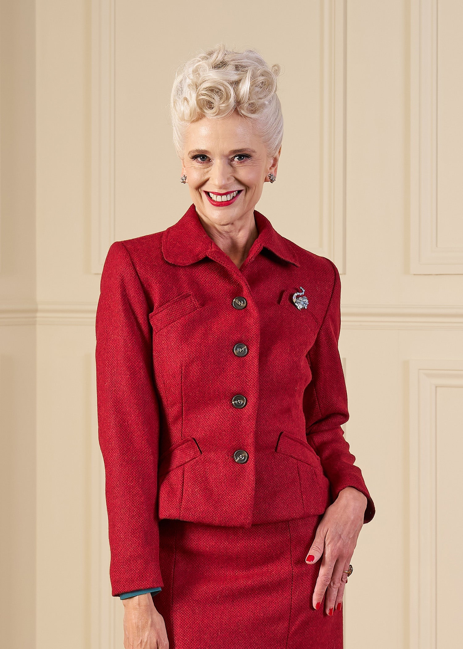 1940s Hampton Tailored Jacket - Premium Ruby Wool