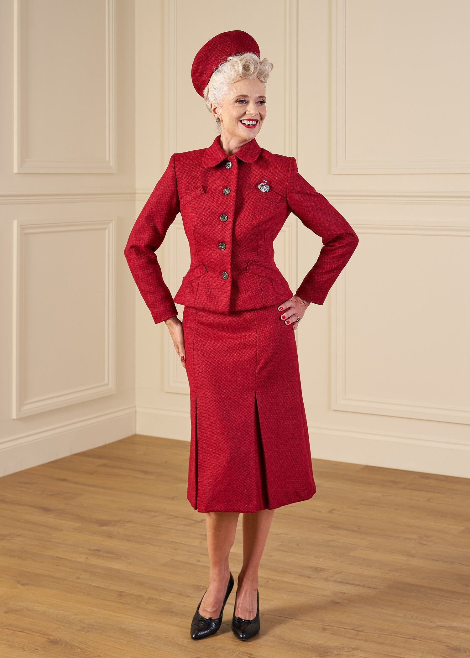 1940s Hampton Tailored Jacket - Premium Ruby Wool