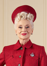 1940s Halo Beret - Ruby Red Wool