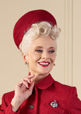 1940s Halo Beret - Ruby Red Wool