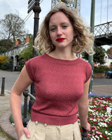 1950s Scoop Neck Knitted Top - Rose