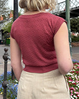 1950s Scoop Neck Knitted Top - Rose