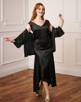 1920s Sheba Evening Gown Set - Ebony Satin