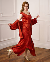 1920s Sheba Evening Gown Set - Rust Satin