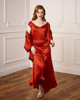 1920s Sheba Evening Gown Set - Rust Satin