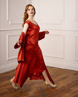 1920s Sheba Evening Gown Set - Rust Satin