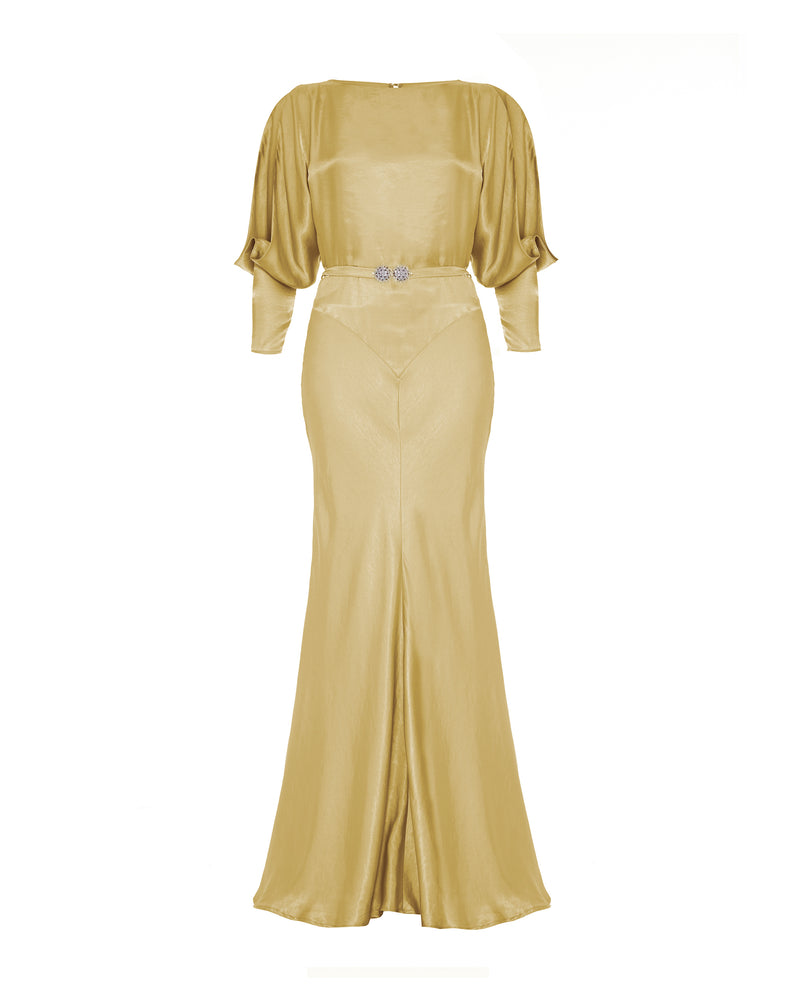 1930s Siren Evening Gown - Gold Satin