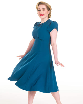 1940s Starlet Dress - Petrol Blue