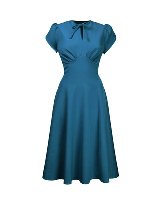 1940s Starlet Dress - Petrol Blue