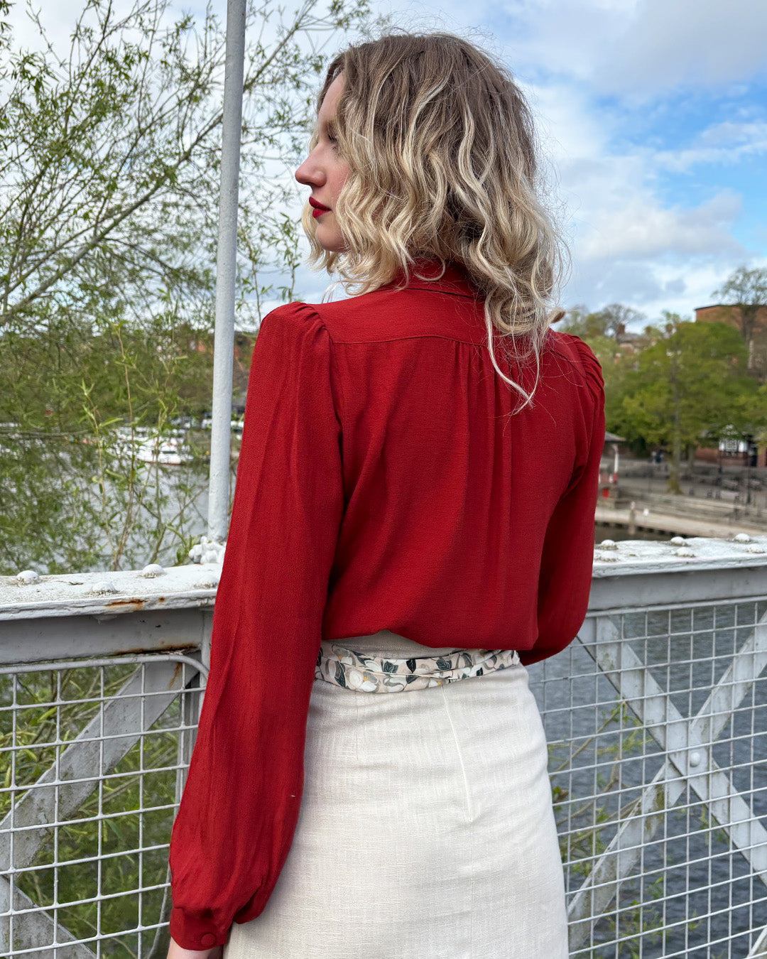 1940s Sweetheart Blouse in Pumpkin