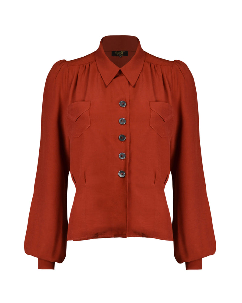 1940s Sweetheart Blouse in Pumpkin