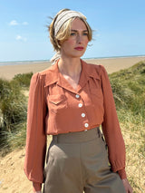 1940s Sweetheart Blouse - Burnt Peach