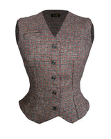 Margot Fitted Waistcoat in Walnut Check Wool