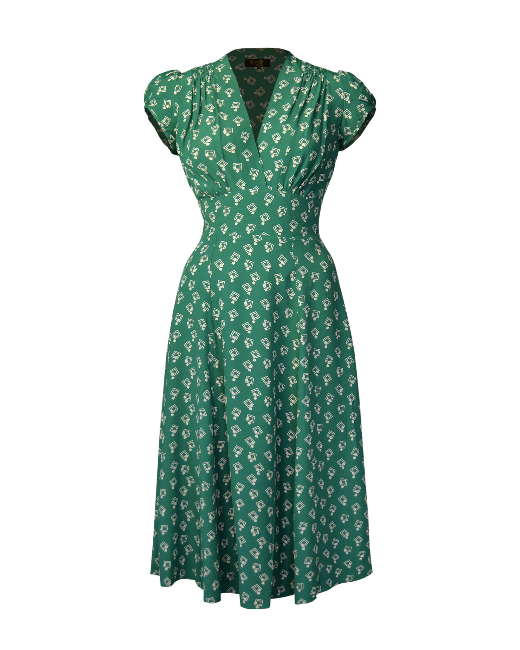 1930s 'Ava' Tea Dress - Dia Deco Emerald - product shot