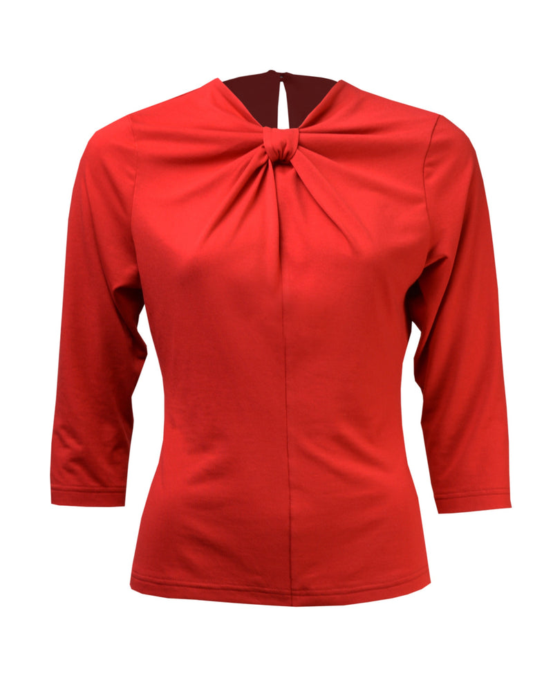 1950s Bow Jersey Top - Red
