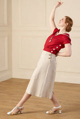 1930s Sailor Top - Red Natural Fibre