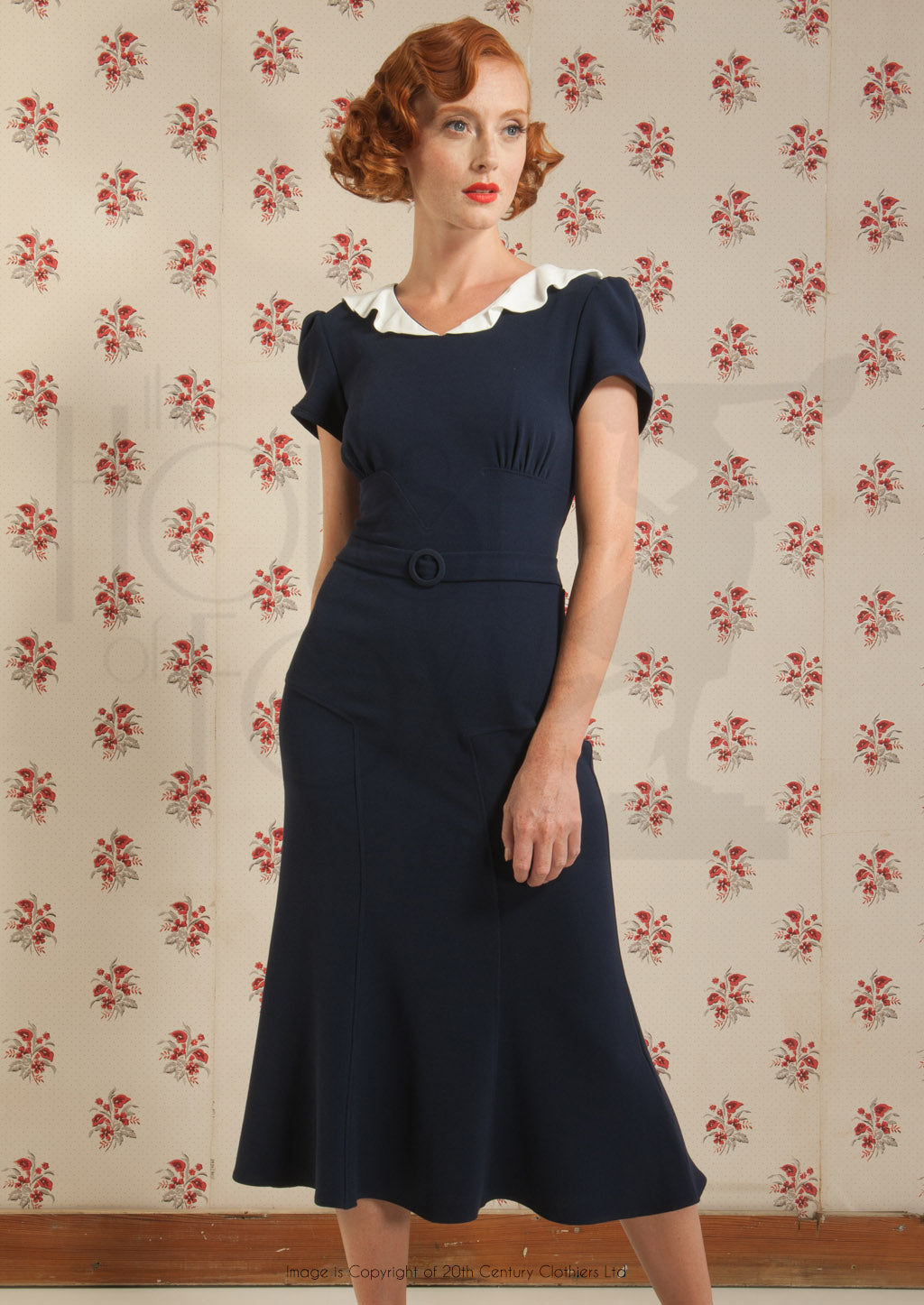 1930s Ginger Dress - Navy
