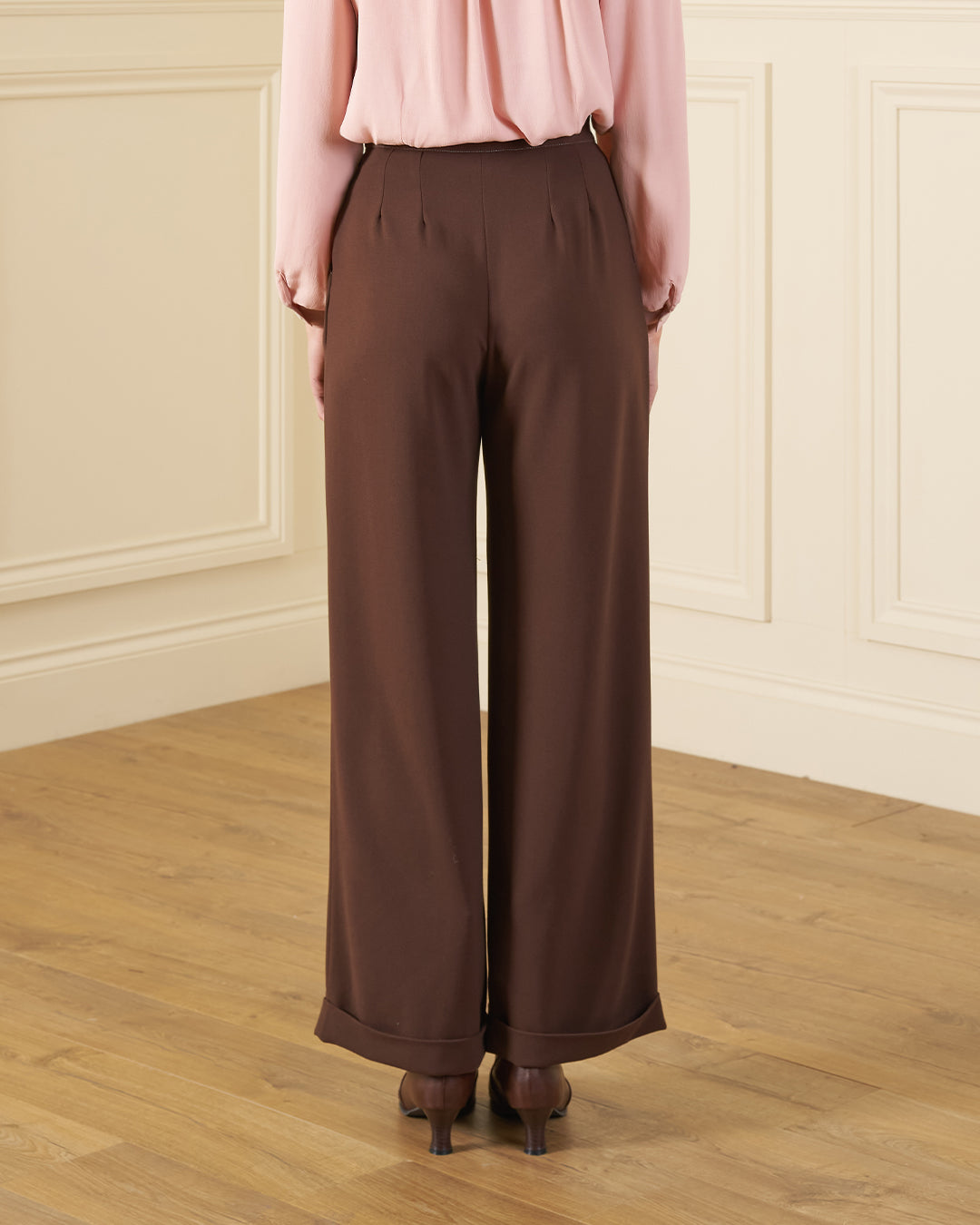 1940s Hepburn Pleated Trousers - Brown