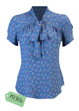 1930s Beau Blouse - Leaf Print