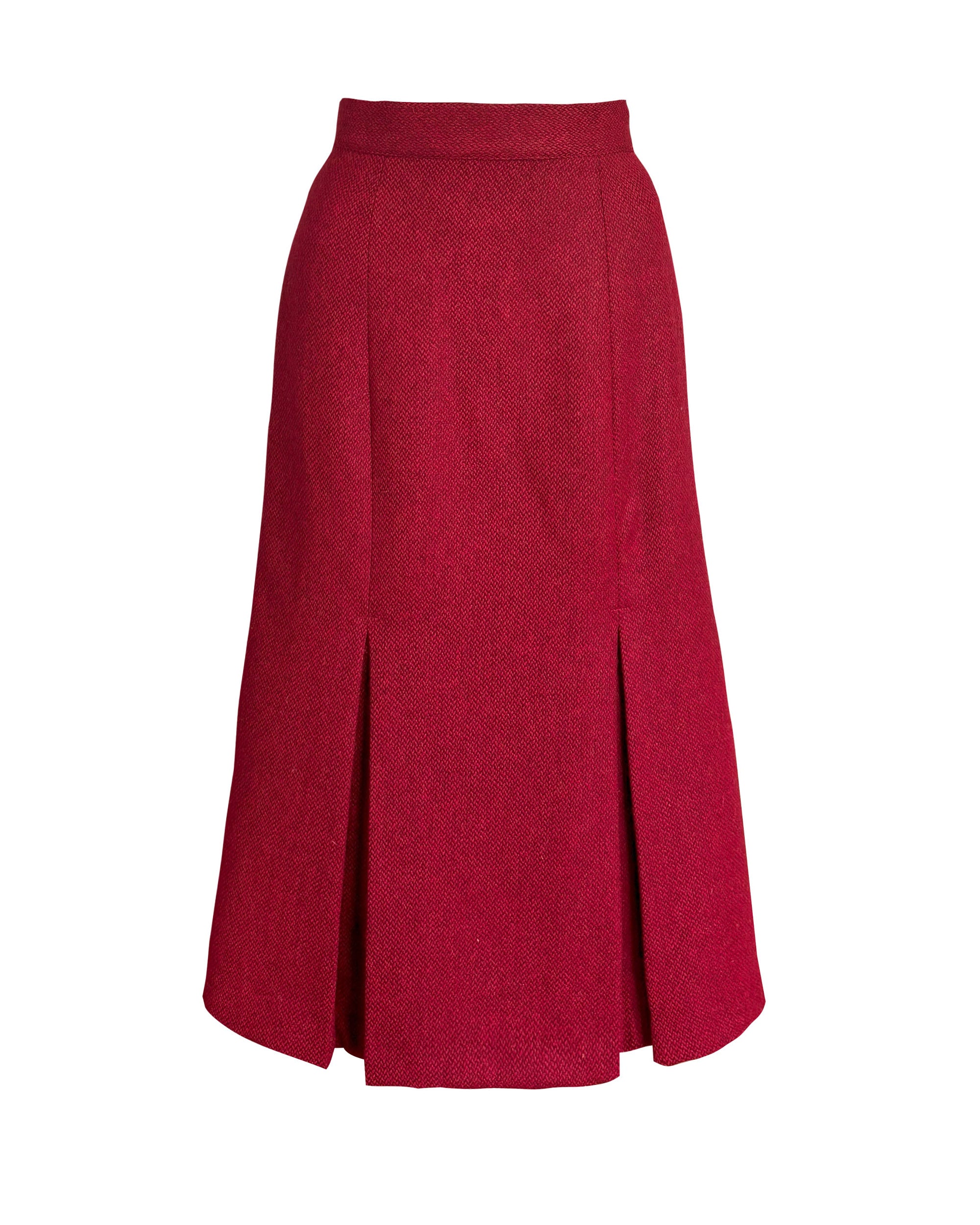 1940s Prim Pleated Skirt - Premium Ruby Wool