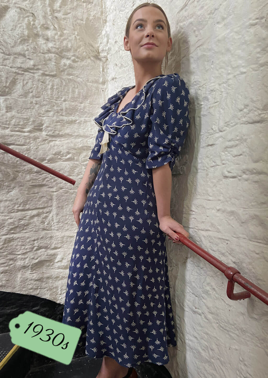 1930s Cora Bias Cut Dress - Wish Print