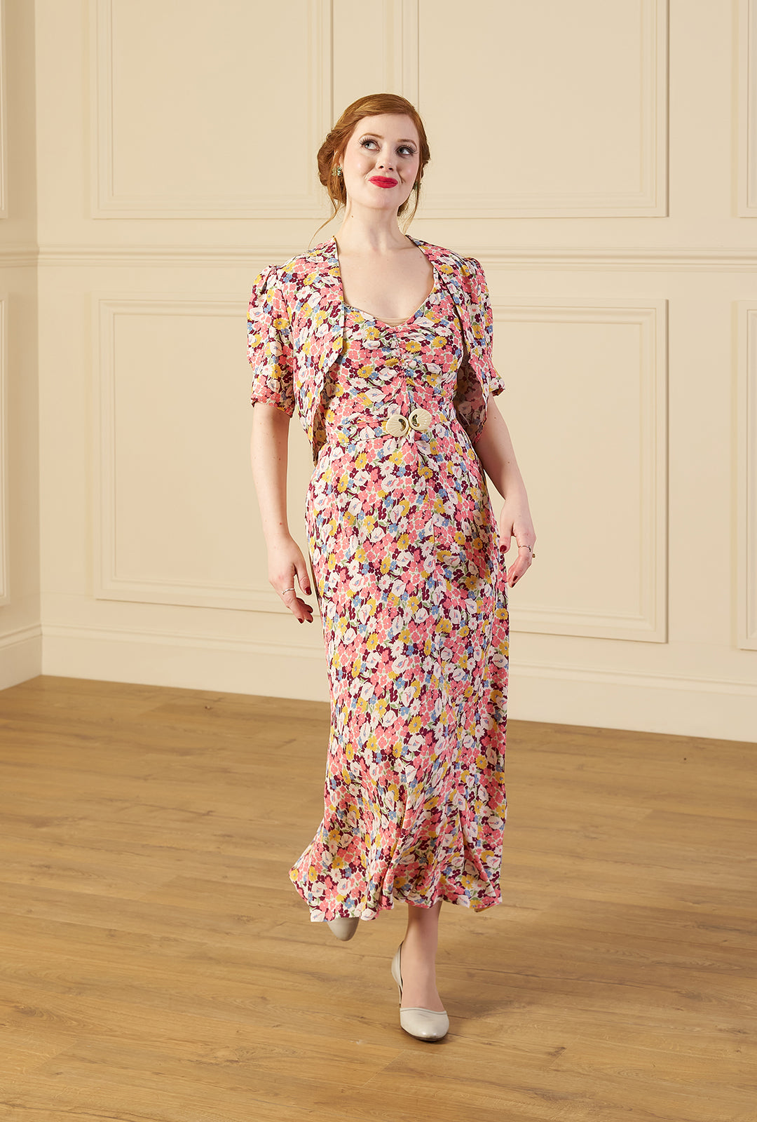 1930s Alice Bias Cut Midi Dress and Bolero - Spring Parade