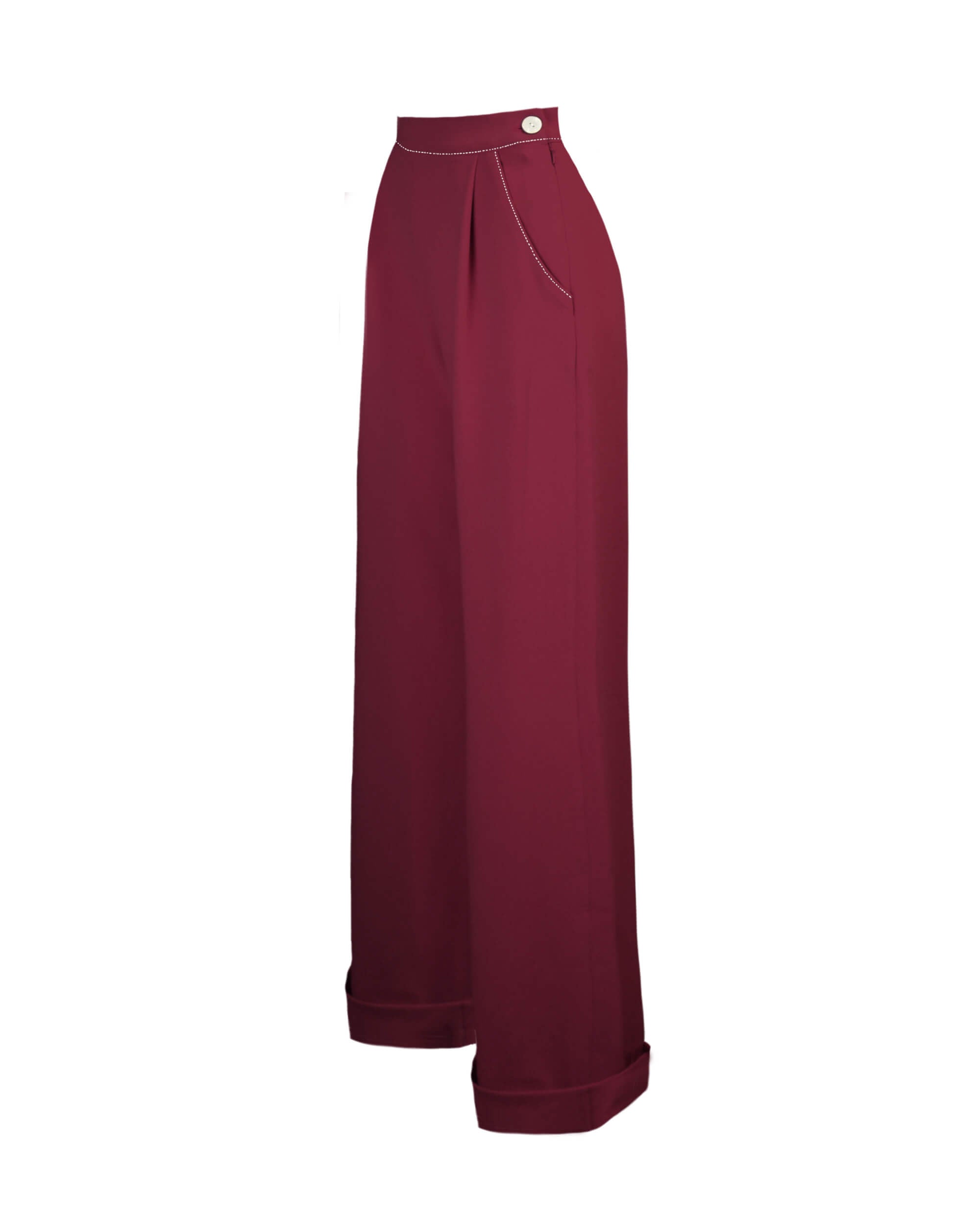 40s Hepburn Pleated Trousers - Berry – House of Foxy