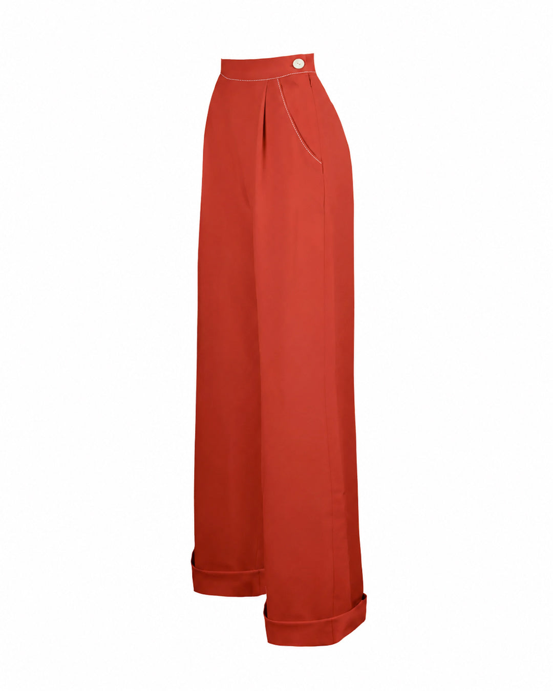 1940s Hepburn Pleated Trousers - Terracotta