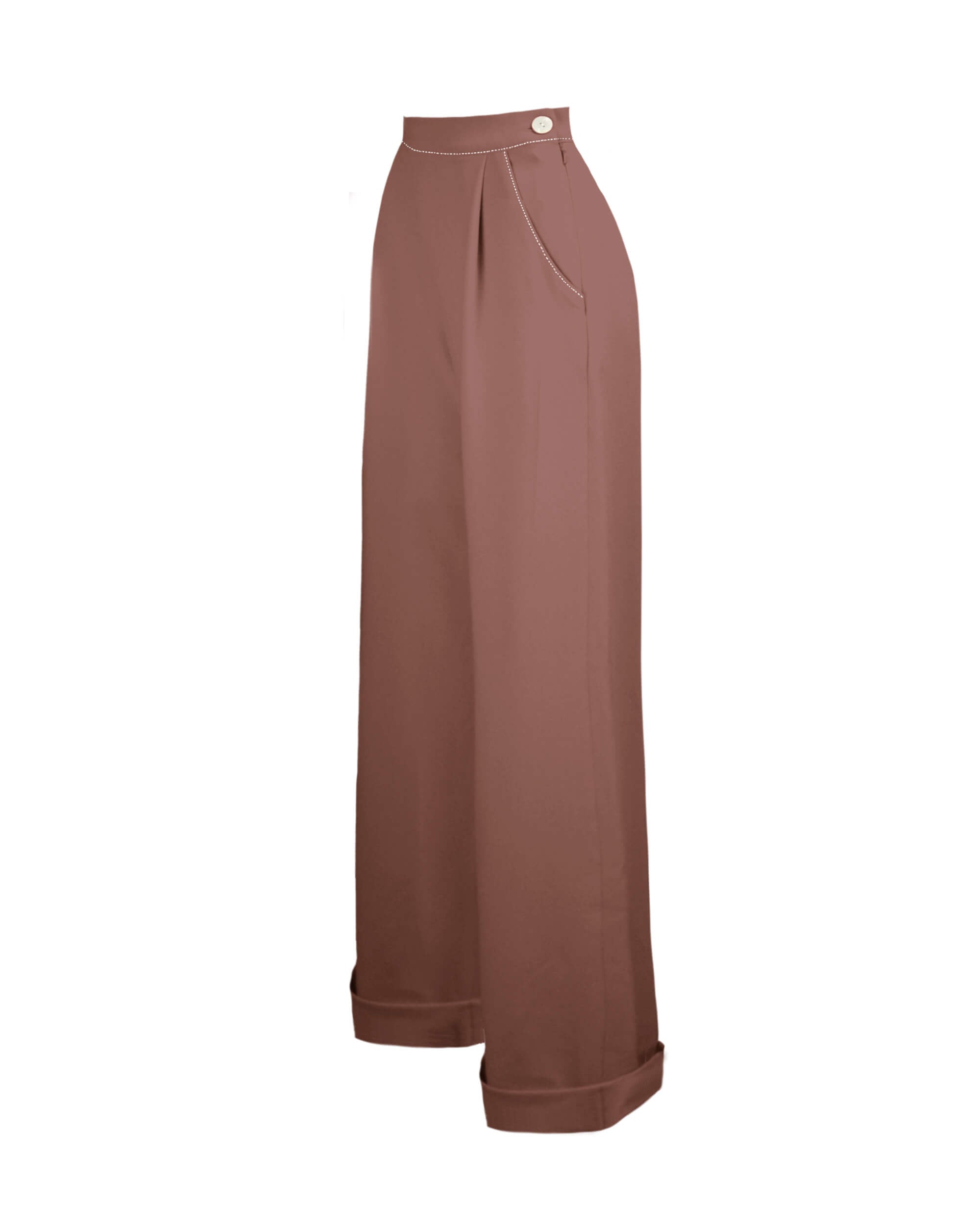 40s Hepburn Pleated Trousers - Warm Taupe