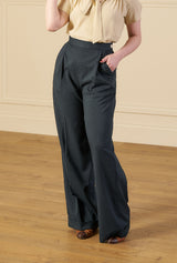 1940s Hepburn Pleated Trousers - Pinstripe