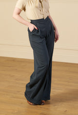 1940s Hepburn Pleated Trousers - Pinstripe