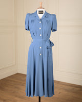 1940s Shirt-Waister Dress - Periwinkle