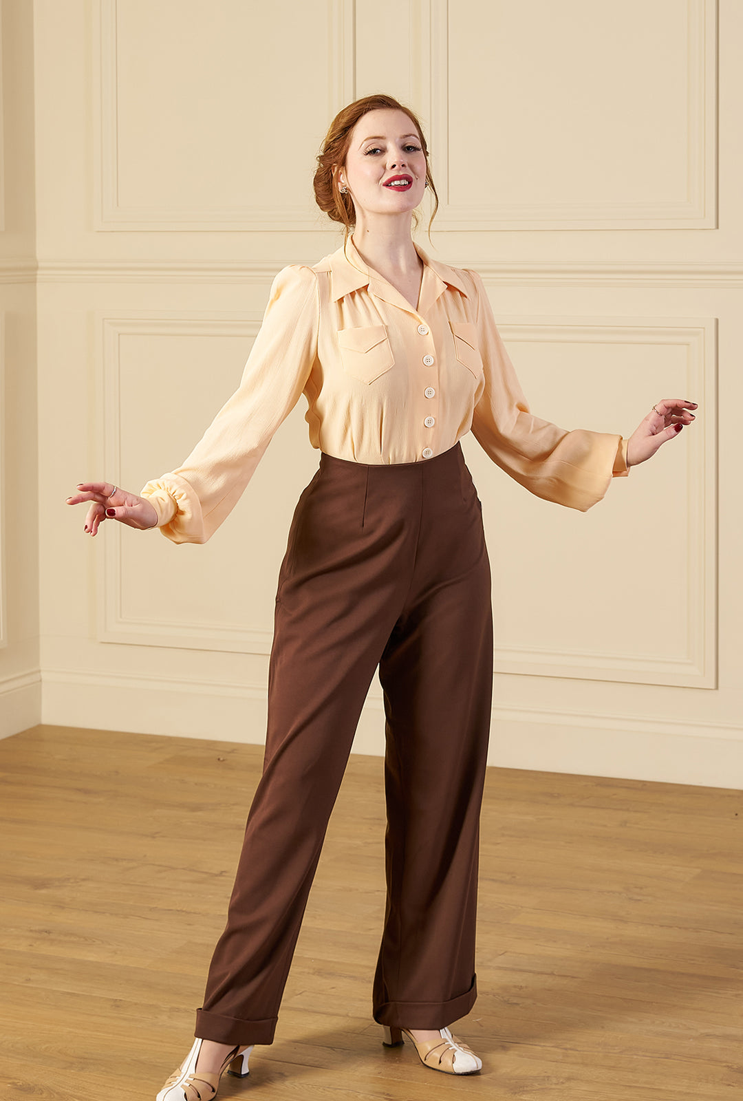 1940s Sweetheart Blouse - Apricot