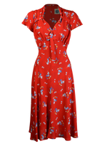 Pretty 40s Tea Dress - Red Floral