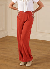 1940s Hepburn Pleated Trousers - Terracotta