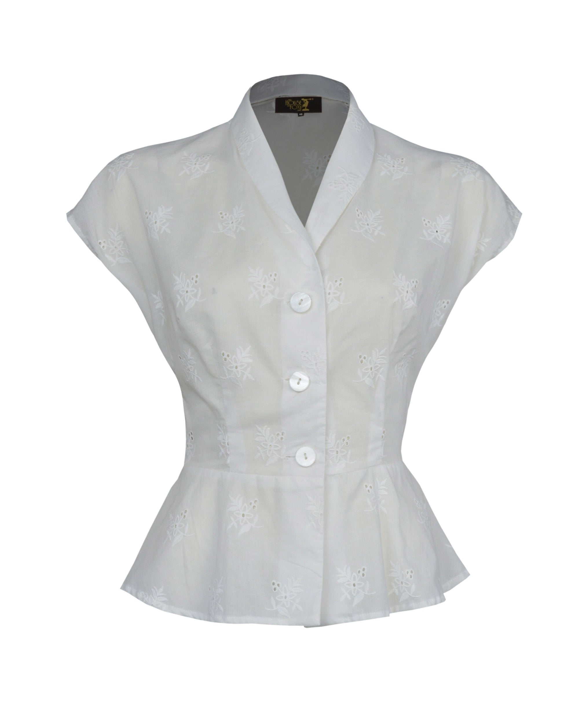 1950s Merle Blouse - Ivory Motif