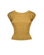 50s Scoop Neck Knitted Top - Gold