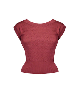 50s Scoop Neck Knitted Top - Rose