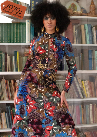 70s Barbara Keyhole Dress - Delic Print